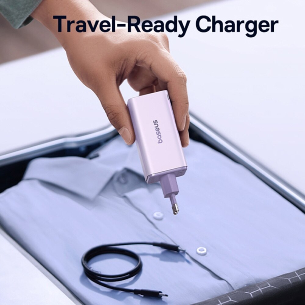 Carregador de Rede com Cabo USB-C Baseus GaN6 Pro, 100W, 3.25A, 2 x USB-A - 2 x USB-C, Roxo P10162705532-00