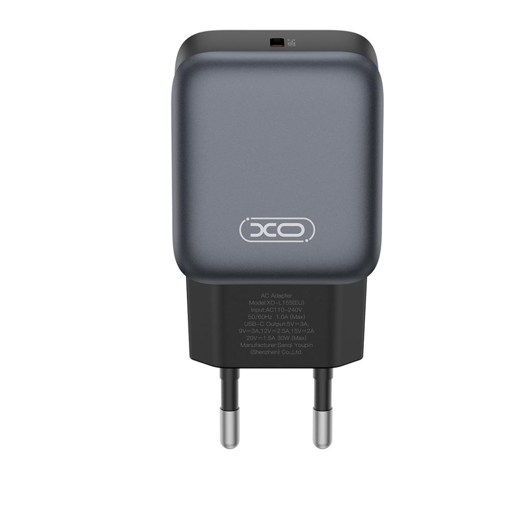 Carregador de Rede com Cabo Lightning XO Design L155, 30W, 3A, 1 x USB-C, Preto