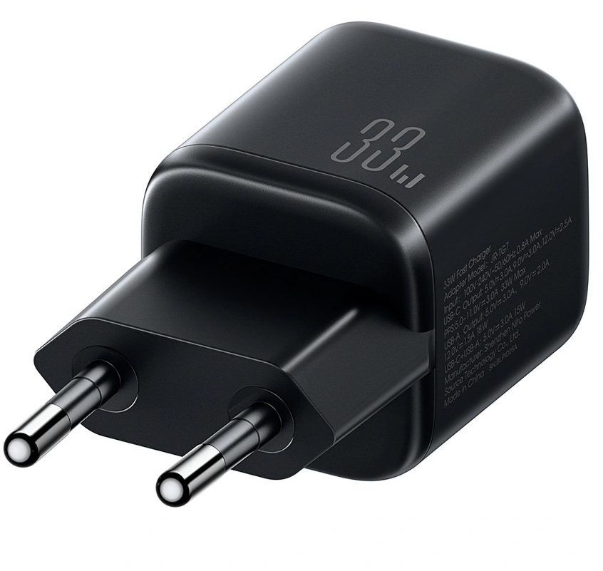 Carregador de Rede com Cabo Lightning Joyroom JR-TG7, 33W, 3A, 1 x USB-A - 1 x USB-C, Preto