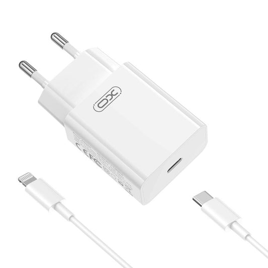Carregador de Rede com Cabo Lightning XO Design L126, 20W, 3A, 1 x USB-C, Branco