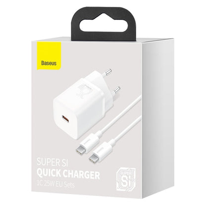 Carregador de rede Baseus Super Si USB-C com cabo USB-C, 25W, 3A, 1 x USB-C, branco TZCCCSUP-L02 