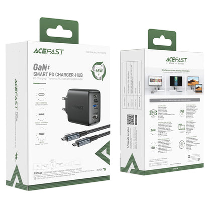 Carregador de cabos de rede Acefast A17 TV Hub, 65W, 3A, 1 x HDMI - 1 x USB-A - 1 x USB-C, preto 