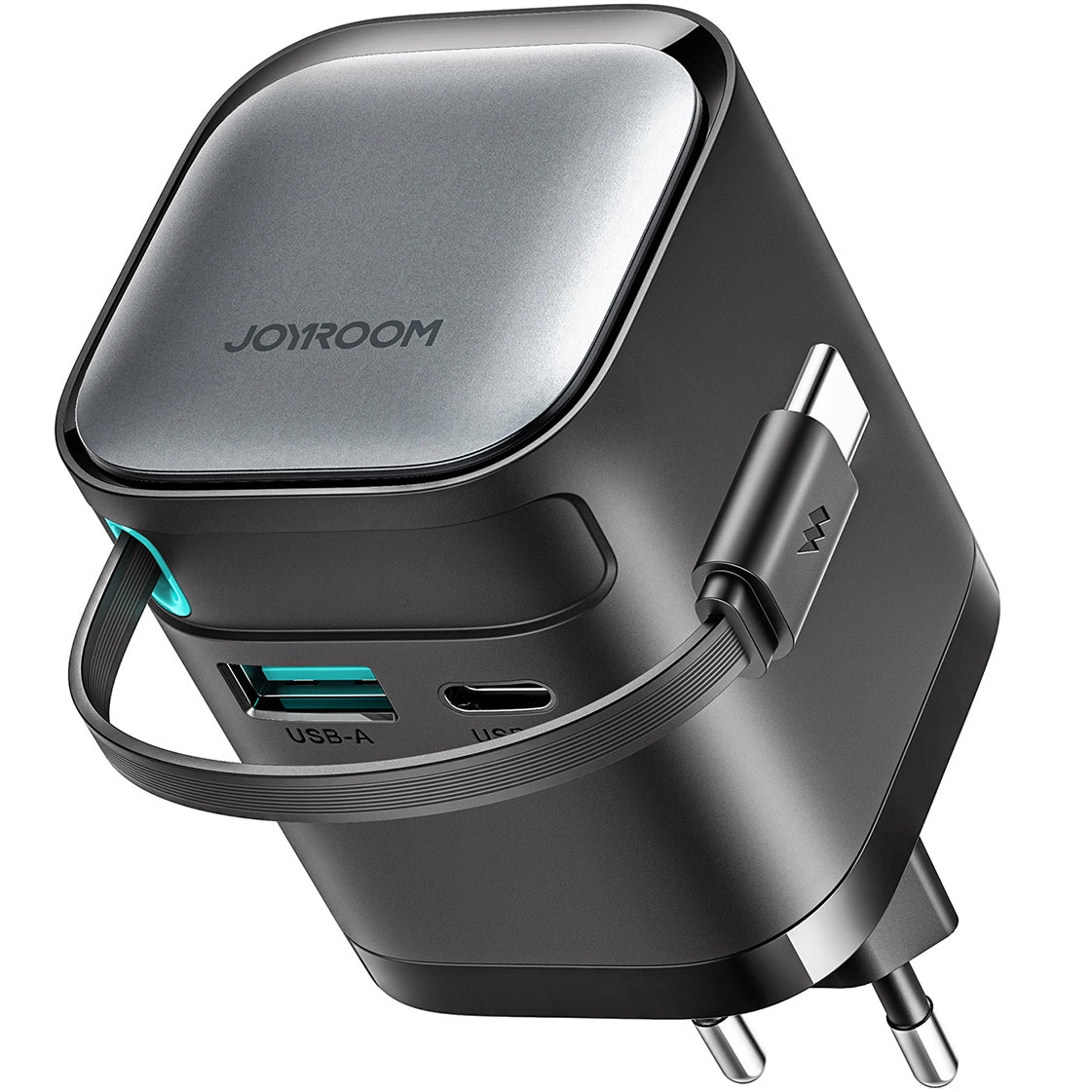 Carregador de rede Joyroom JR-TCL02 com cabo USB-C JR-TCL02, 65W, 3A, 1 x USB-A - 1 x USB-C, preto 