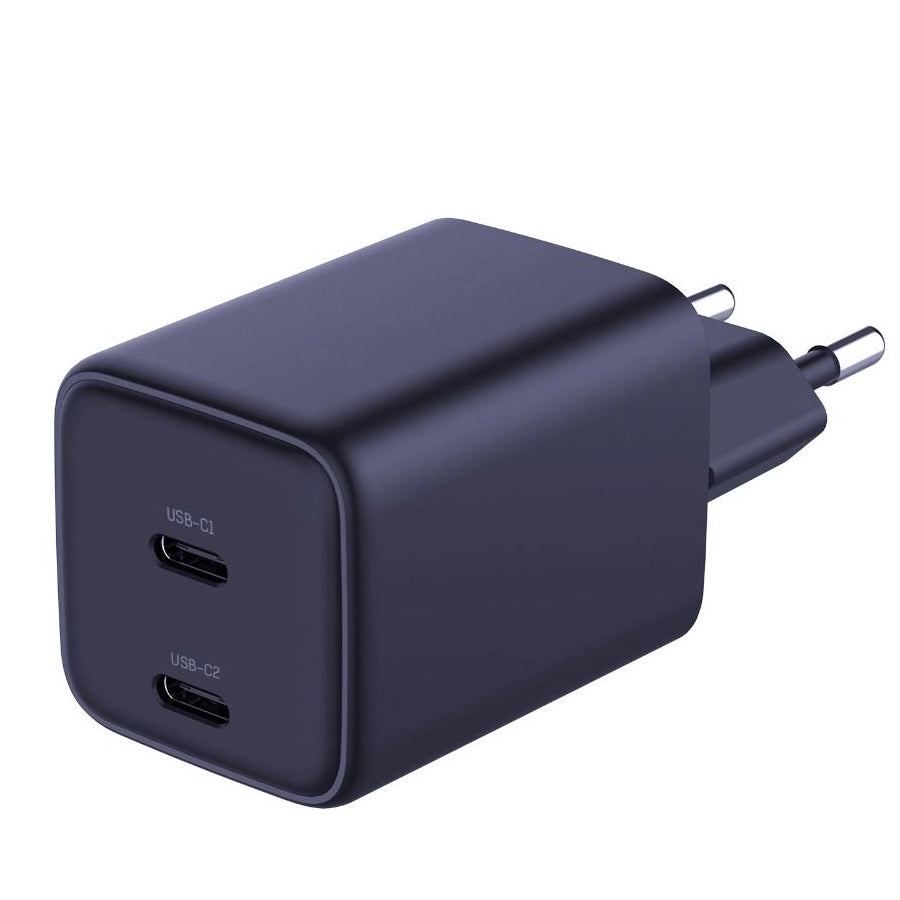 Carregador de rede 3MK HyperCharger com cabo USB-C, 45W, 3A, 2 x USB-C, preto 