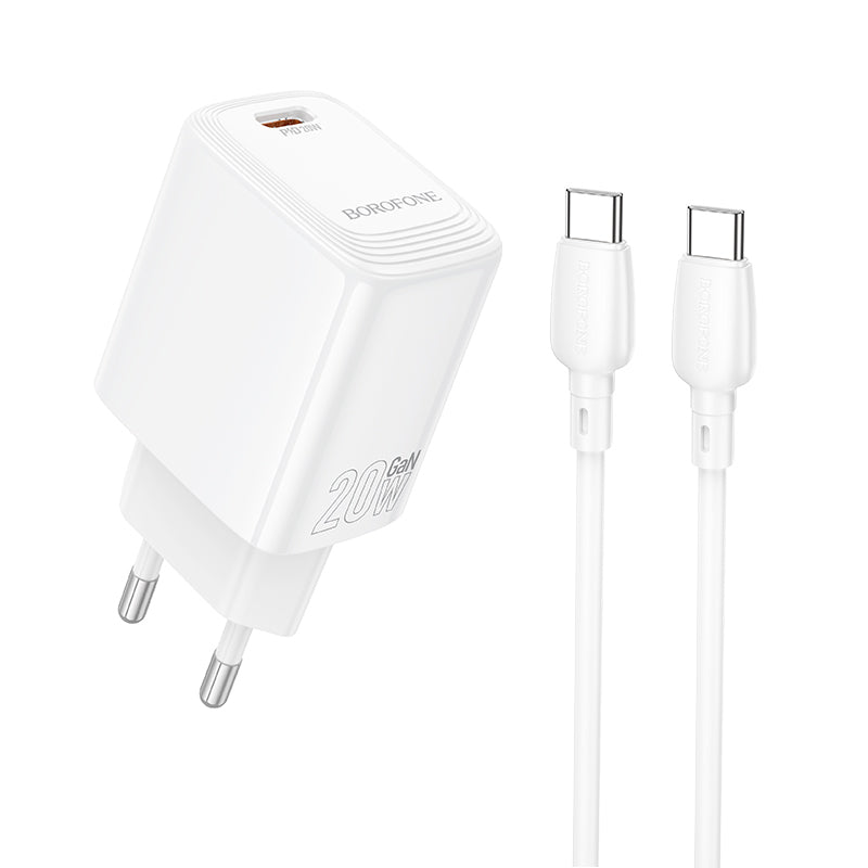Carregador de Rede com Cabo USB-C Borofone BN26 Fuente, 20W, 3A, 1 x USB-C, Branco