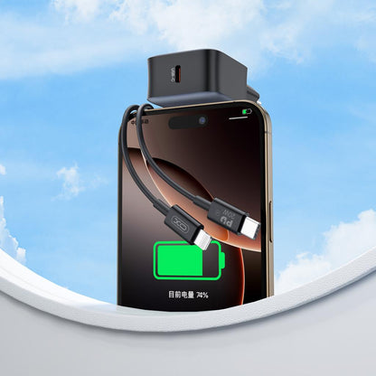 Carregador de Rede com Cabo Lightning XO Design L155, 30W, 3A, 1 x USB-C, Preto