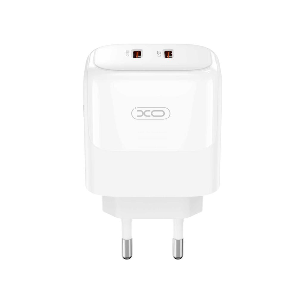 Carregador de Rede com Cabo Lightning XO Design L140, 35W, 3A, 2 x USB-C, Branco