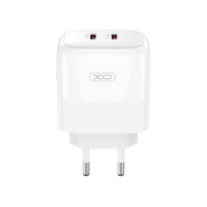 Carregador de Rede com Cabo Lightning XO Design L140, 35W, 3A, 2 x USB-C, Branco