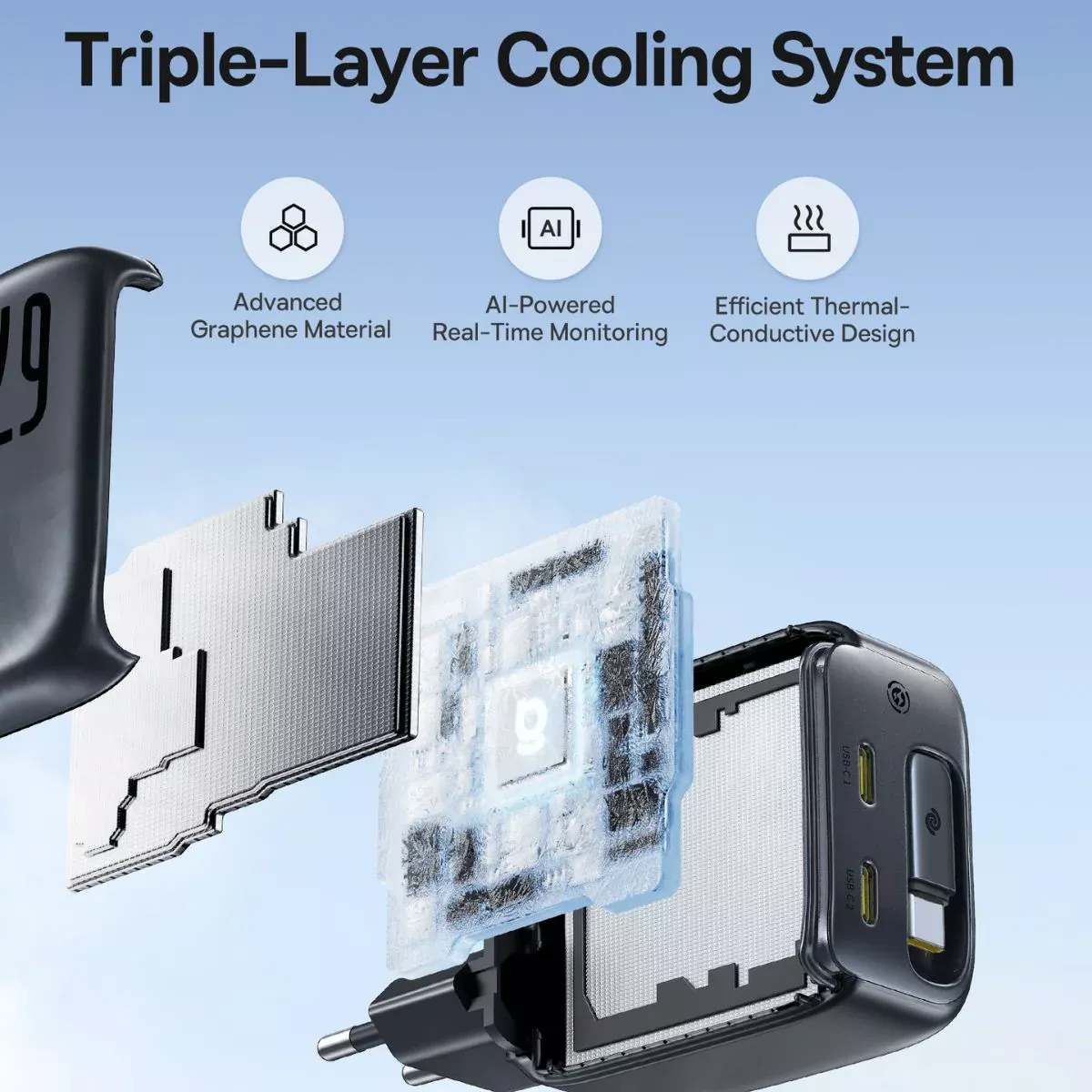 Carregador de Rede com Cabo USB-C Baseus EnerCore CJ11, 67W, 3.35A, 2 x USB-C, Preto E0121E00