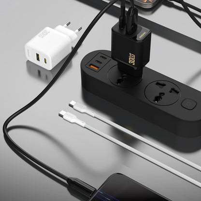 Carregador de Rede com Cabo USB-C Dudao A27TCEU, 30W, 1 x USB-A - 1 x USB-C, Branco