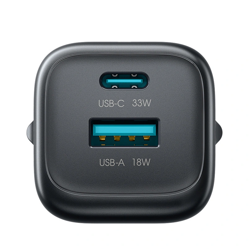 Carregador de Rede com Cabo USB-C Joyroom JR-TG7, 33W, 3A, 1 x USB-A - 1 x USB-C, Preto