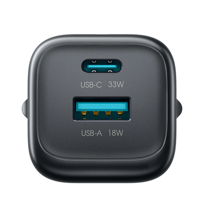 Carregador de Rede com Cabo USB-C Joyroom JR-TG7, 33W, 3A, 1 x USB-A - 1 x USB-C, Preto
