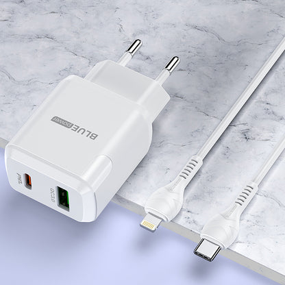 BLUE Power BLN5, 20W, 3A, 1 x USB-A - 1 x USB-C, branco