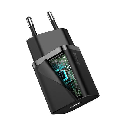 Carregador de rede Baseus Super Si com cabo Lightning, 20 W, 3 A, 1 x USB-C, preto TZCCCSUP-B01