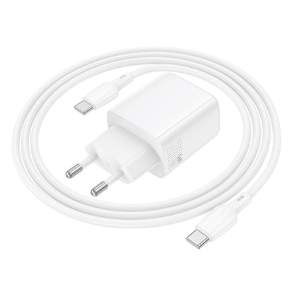 Carregador de Rede com Cabo USB-C Borofone BN27 Fuente, 20W, 3A, 1 x USB-A - 1 x USB-C, Branco