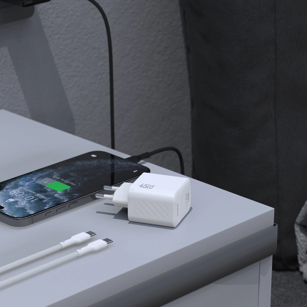 Carregador de Rede com Cabo USB-C Dudao A28C, 45W, 3A, 1 x USB-C, Branco