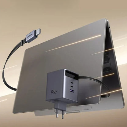 Carregador de Rede com Cabo USB-C UGREEN X616 (65828), 100W, 5A, 1 x USB-A - 3 x USB-C, Cinzento