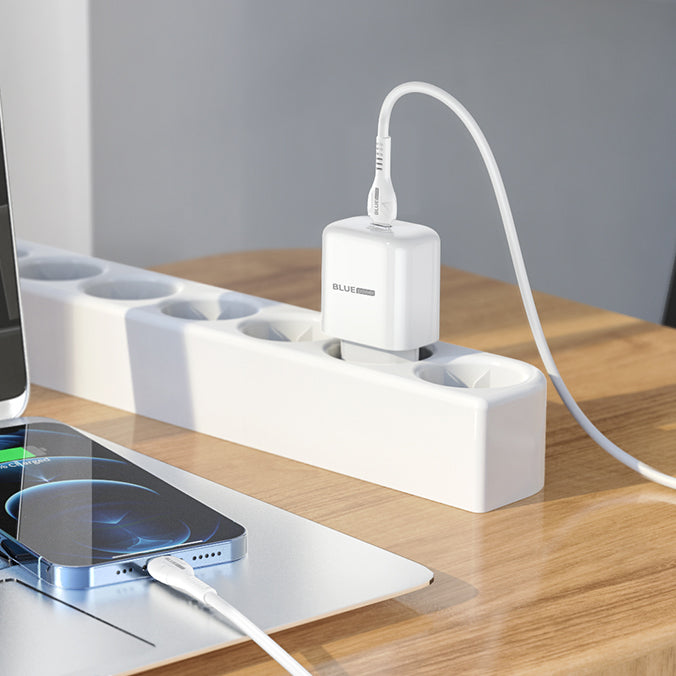 Carregador de rede BLUE Power BBN3 com cabo Lightning, 20W, 3A, 1 x USB-C, branco