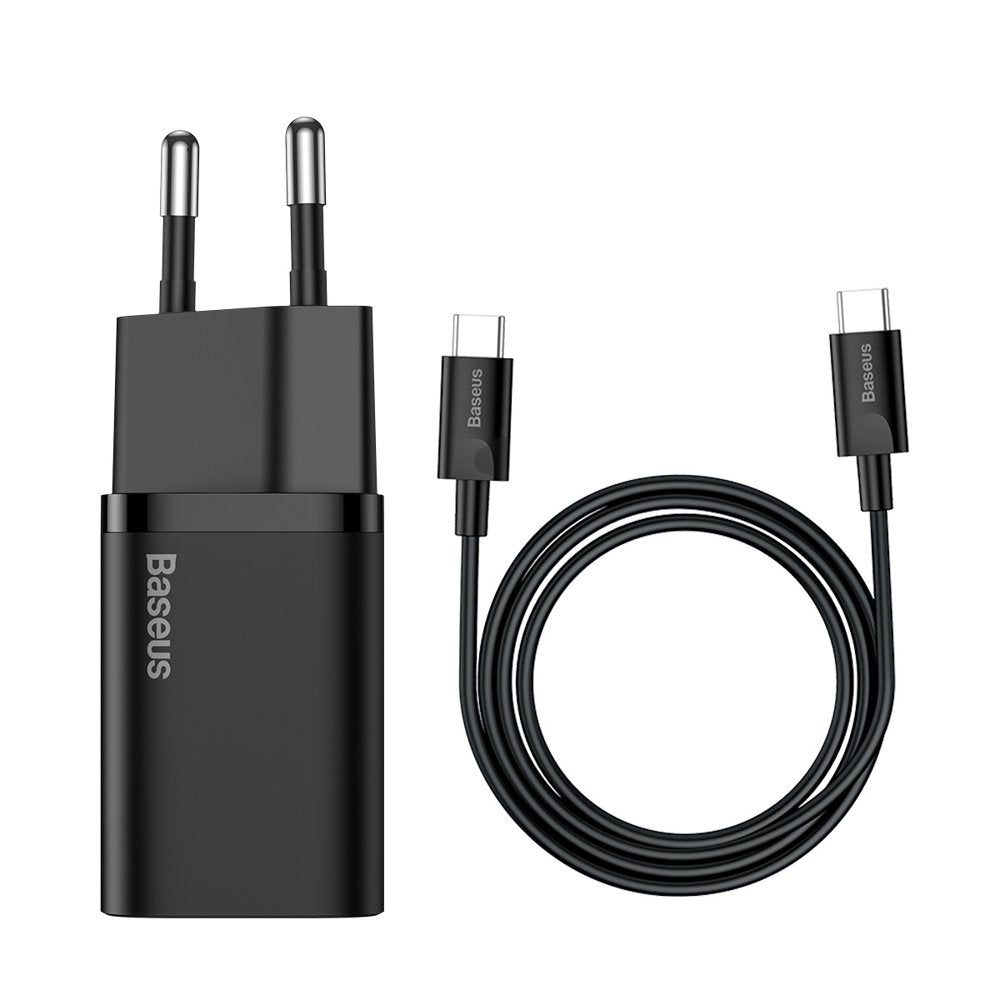 Carregador de rede Baseus Super Si USB-C com cabo USB-C, 25W, 3A, 1 x USB-C, preto TZCCCSUP-L01 