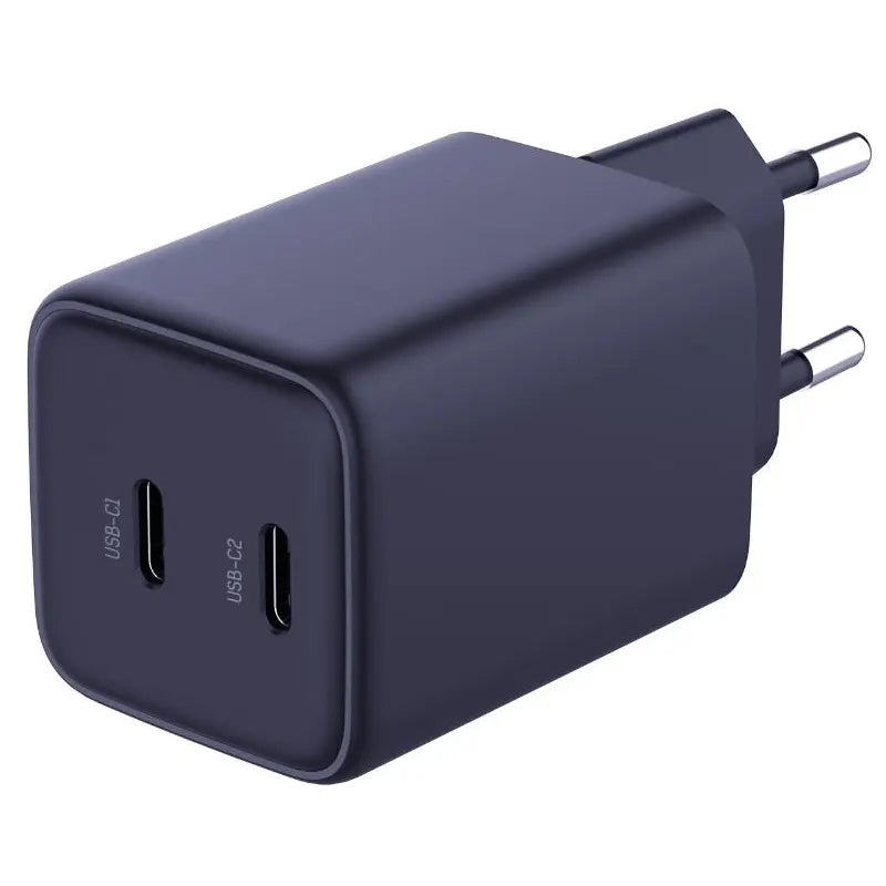 Carregador de rede 3MK HyperCharger com cabo USB-C, 45W, 3A, 2 x USB-C, preto 