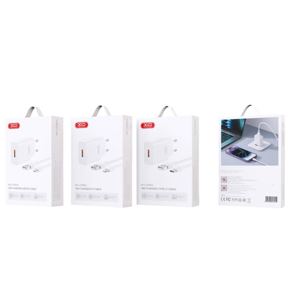 Carregador de Rede com Cabo microUSB XO Design L127, 18W, 3A, 1 x USB-A, Branco