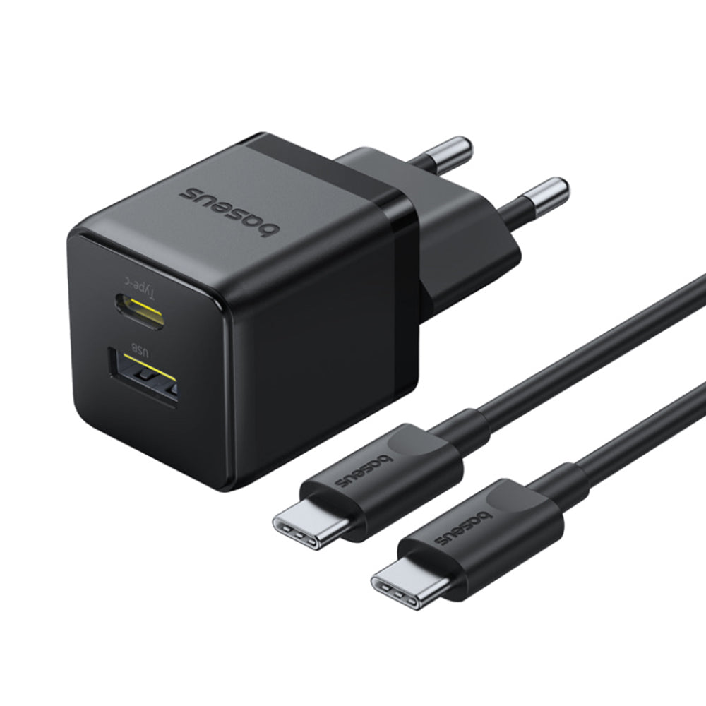 Carregador de Rede com Cabo USB-C Baseus Palm, 30W, 3A, 1 x USB-A - 1 x USB-C, Preto P1011160A113-01