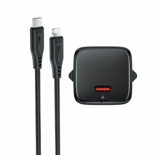 Acefast A118 Lightning Cable Wall Charger, 30W, 3A, 1 x USB-C, Black