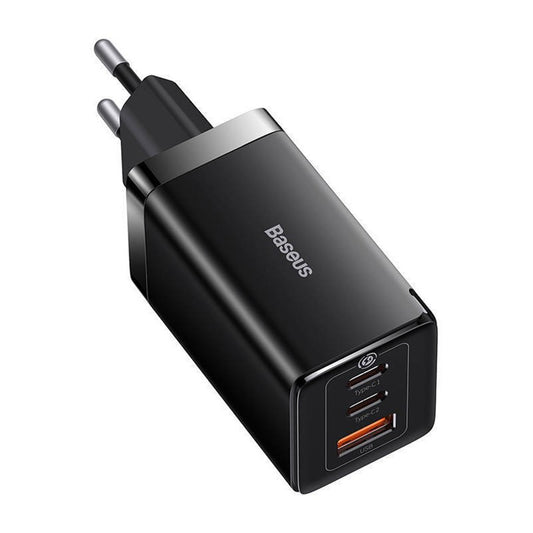 Carregador de Rede com Cabo USB-C Baseus GaN5 Pro, 65W, 3.25A, 1 x USB-A - 2 x USB-C, Preto C0206500