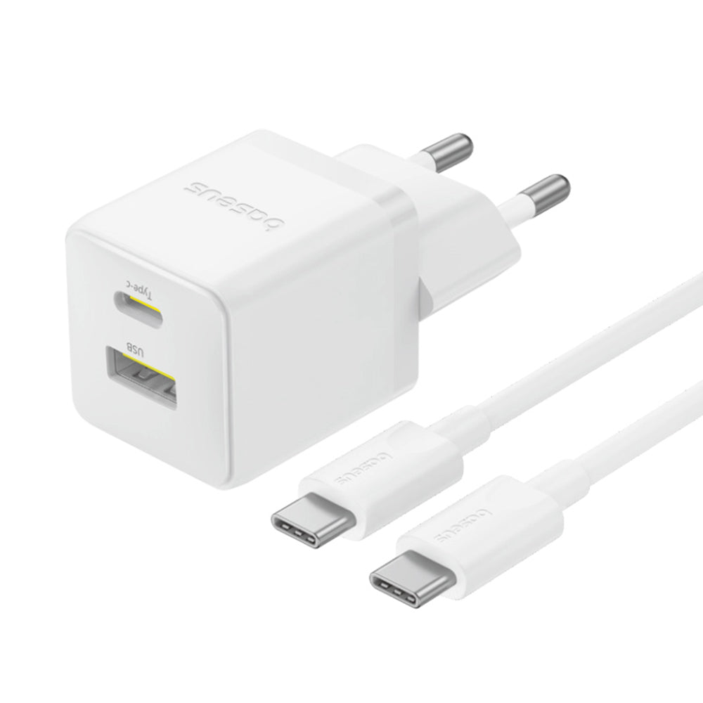 Carregador de Rede com Cabo USB-C Baseus Palm, 30W, 3A, 1 x USB-A - 1 x USB-C, Branco P1011160A213-01