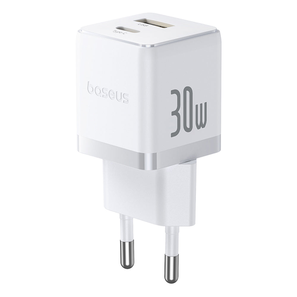 Carregador de Rede com Cabo USB-C Baseus Palm, 30W, 3A, 1 x USB-A - 1 x USB-C, Branco P1011160A213-01