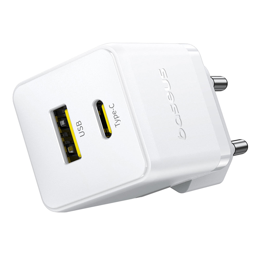 Carregador de Rede com Cabo USB-C Baseus Palm, 30W, 3A, 1 x USB-A - 1 x USB-C, Branco P1011160A213-01