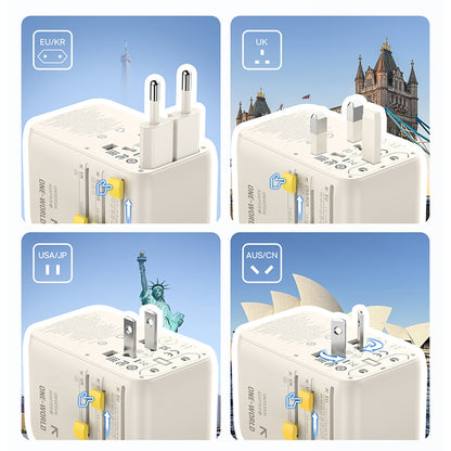 Baseus Travel EnerCore CG11 USB-C Cable Wall Charger, 70W, 2 x Socket - 1 x USB-C - 2 x USB-A, White E0307E01