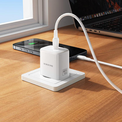 Borofone BN33 Fuente USB-C Cable Wall Charger, 40W, 1 x USB-C, White