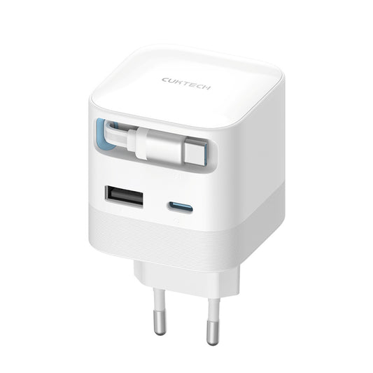 Carregador de Rede com Cabo USB-C Cuktech, 67W, 3.25A, 1 x USB-A - 1 x USB-C, Branco CUKA653WEUWT