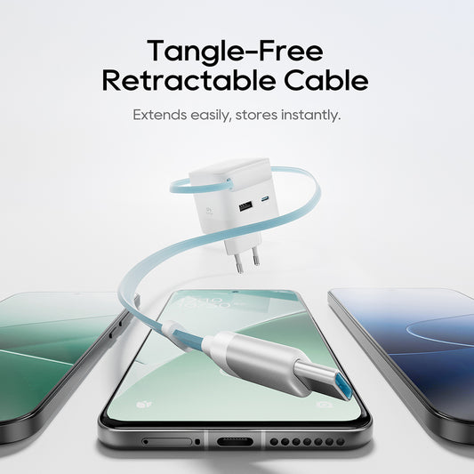 Carregador de Rede com Cabo USB-C Cuktech, 67W, 3.25A, 1 x USB-A - 1 x USB-C, Branco CUKA653WEUWT