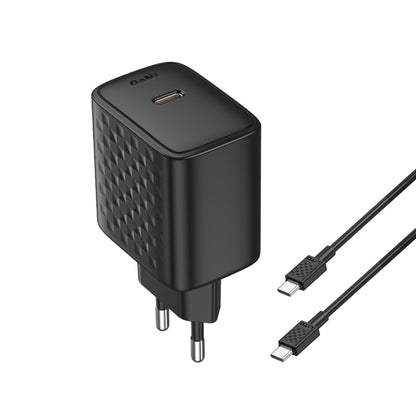 Carregador de Rede com Cabo USB-C Lito LC20T, 45W, 3A, 1 x USB-C, Preto