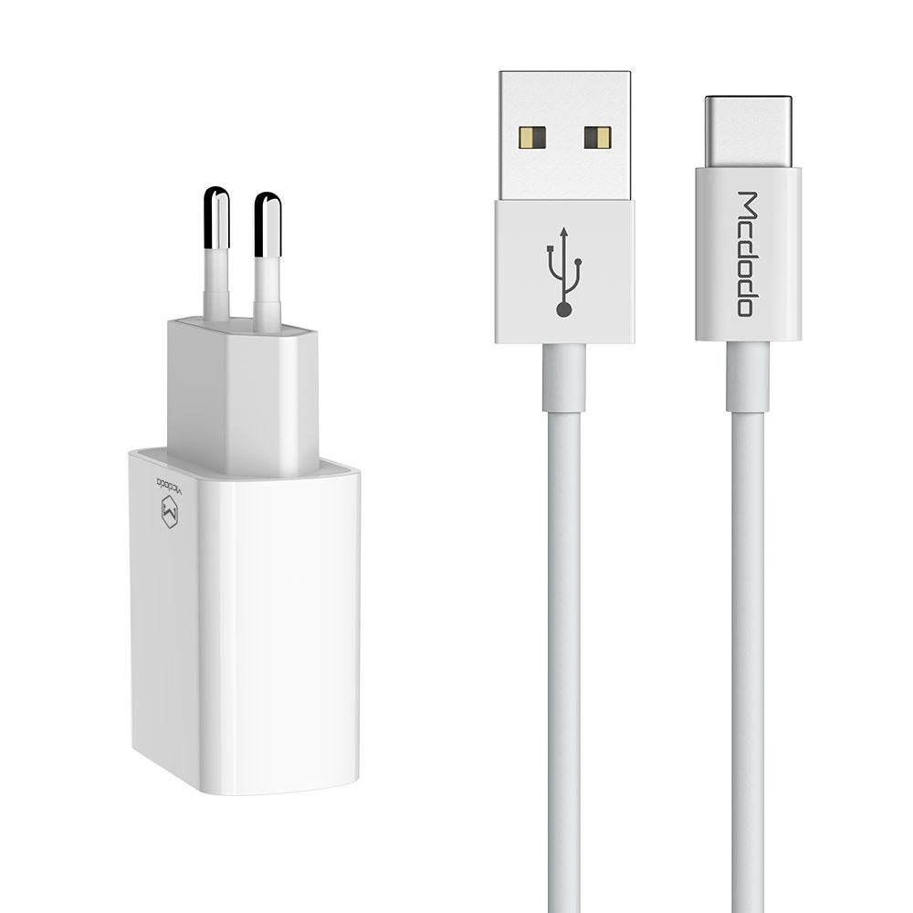 Carregador de Rede com Cabo USB-C McDodo CH-6721 Offer, 12W, 2.4A, 2 x USB-A, Branco