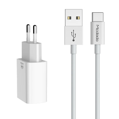 Carregador de Rede com Cabo USB-C McDodo CH-6721 Offer, 12W, 2.4A, 2 x USB-A, Branco