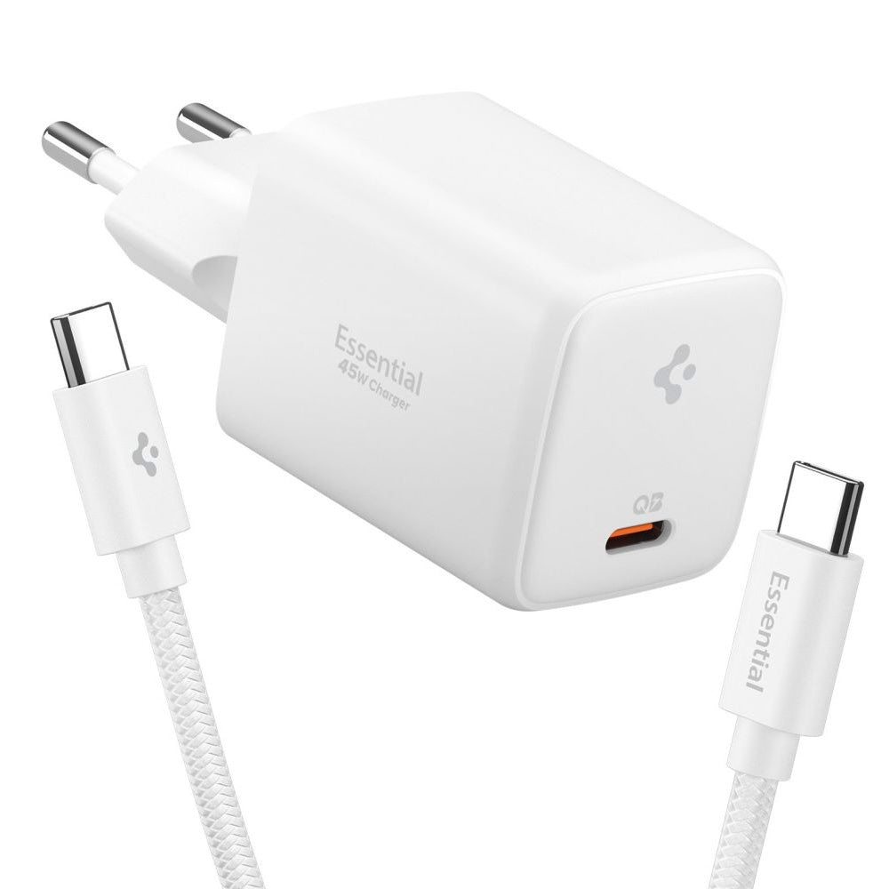 Carregador de Rede com Cabo USB-C Spigen EE451EU Essential, 45W, 3A, 1 x USB-C, Branco ACH09473