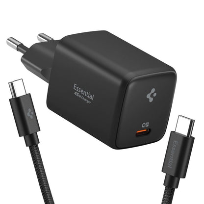 Carregador de Rede com Cabo USB-C Spigen EE451EU Essential, 45W, 3A, 1 x USB-C, Preto ACH09474