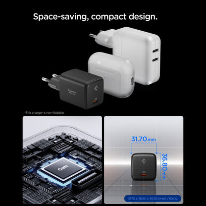 Carregador de Rede com Cabo USB-C Spigen EE451EU Essential, 45W, 3A, 1 x USB-C, Preto ACH09474
