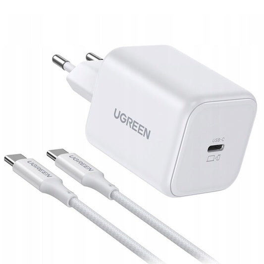 Carregador de Rede com Cabo USB-C UGREEN X524 (65055), 45W, 3A, 1 x USB-C, Branco