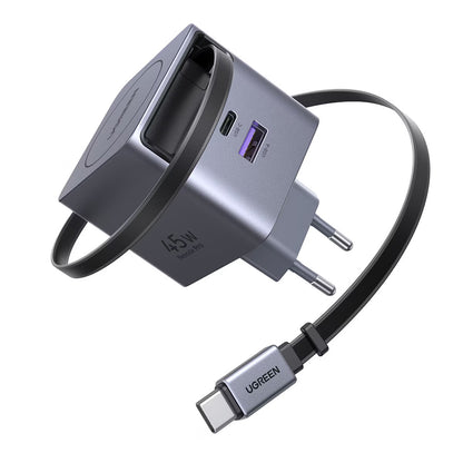 UGREEN X614 USB-C Network Charger with Cable, 45W, 3A, 1 x USB-A - 1 x USB-C, Grey