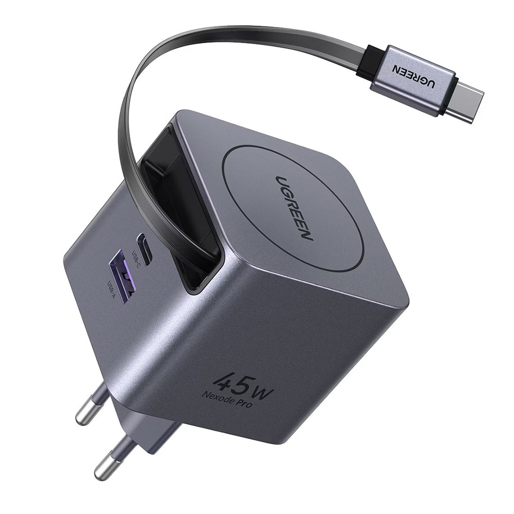 UGREEN X614 USB-C Network Charger with Cable, 45W, 3A, 1 x USB-A - 1 x USB-C, Grey