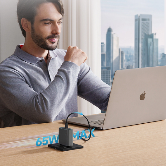 Carregador de Rede Cuktech, 65W, 3A, 1 x USB-A - 2 x USB-C, Cinzento CUKAD653EUGR