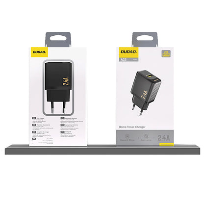 Carregador de Rede Dudao A23, 12W, 2.4A, 1 x USB-A, Preto