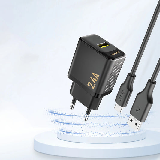 Carregador de Rede Dudao A23, 12W, 2.4A, 1 x USB-A, Preto