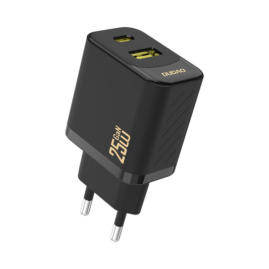 Dudao A26T Network Charger, 25W, 3A, 1 x USB-A - 1 x USB-C, Black