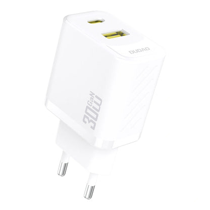 Carregador de Rede Dudao A27TEU, 30W, 3A, 1 x USB-A - 1 x USB-C, Branco