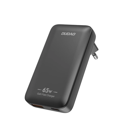 Carregador de Rede Dudao A65Q Travel, 65W, 3.25A, 1 x USB-A - 1 x USB-C, Preto